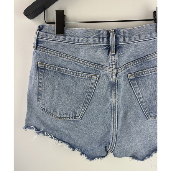 Agolde Parker Cut Off Distressed Jean Shorts Raw Hem Blue Denim Women's Size 27 - Picture 9 of 12